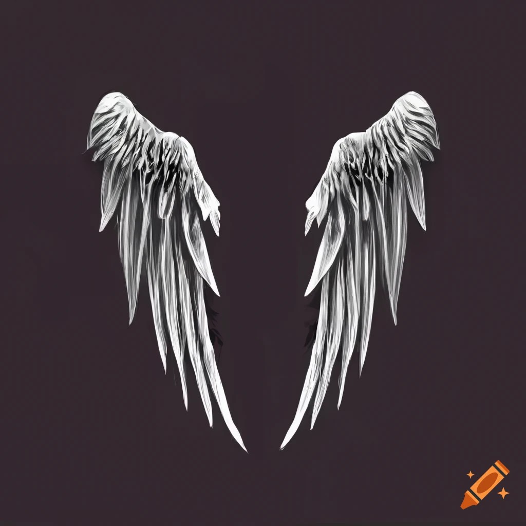 A minimalist illustration of dark angel wings