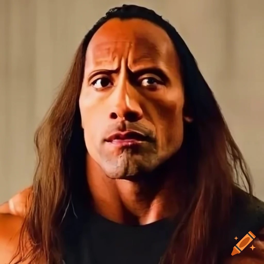 Dwayne johnson with long hair on Craiyon