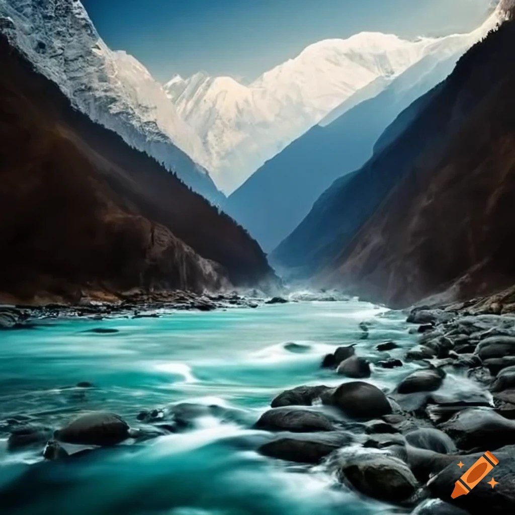 (ganga river) a serene image of the ganges river flowing through the