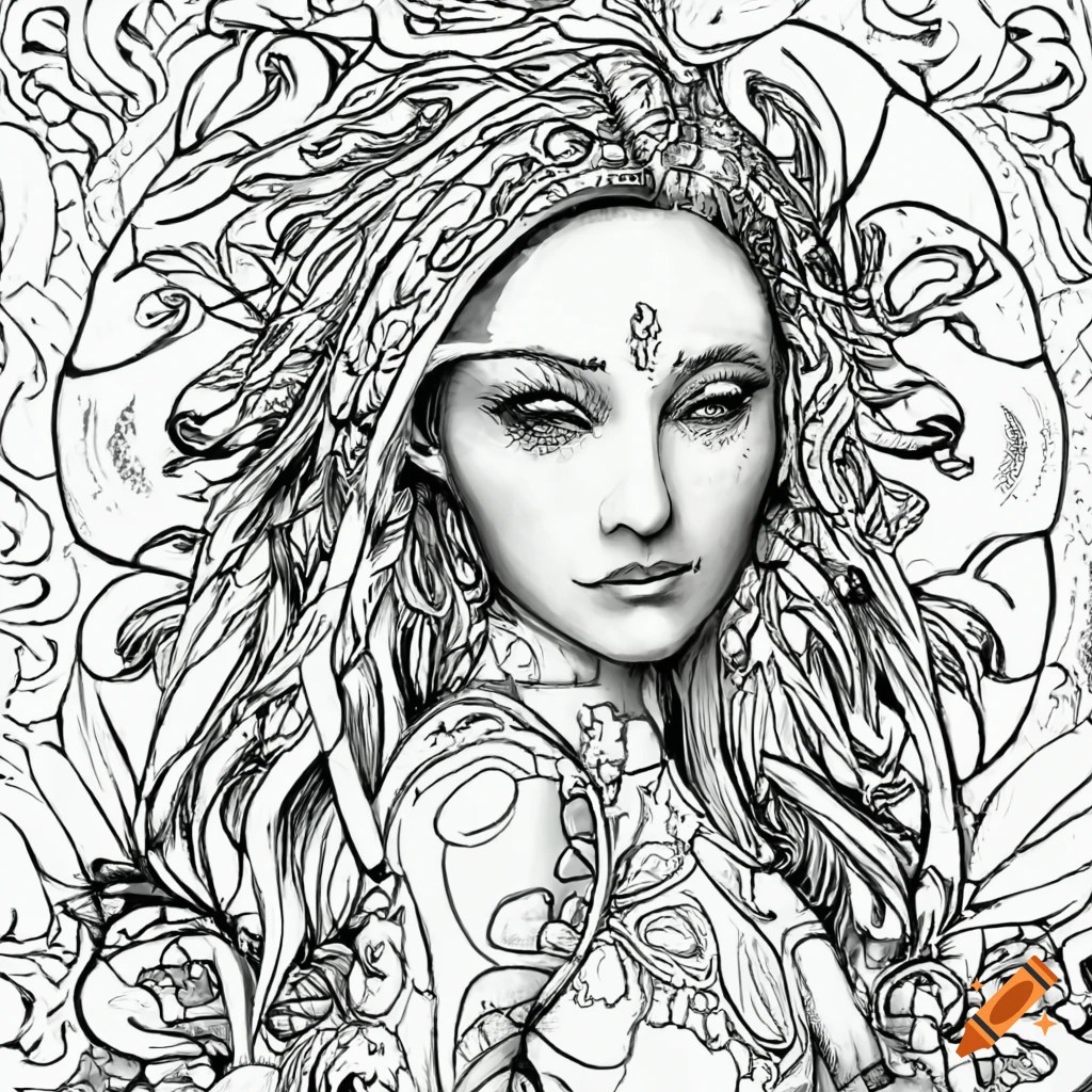 Mythical coloring page , high resolution, black and white without backgroud on Craiyon