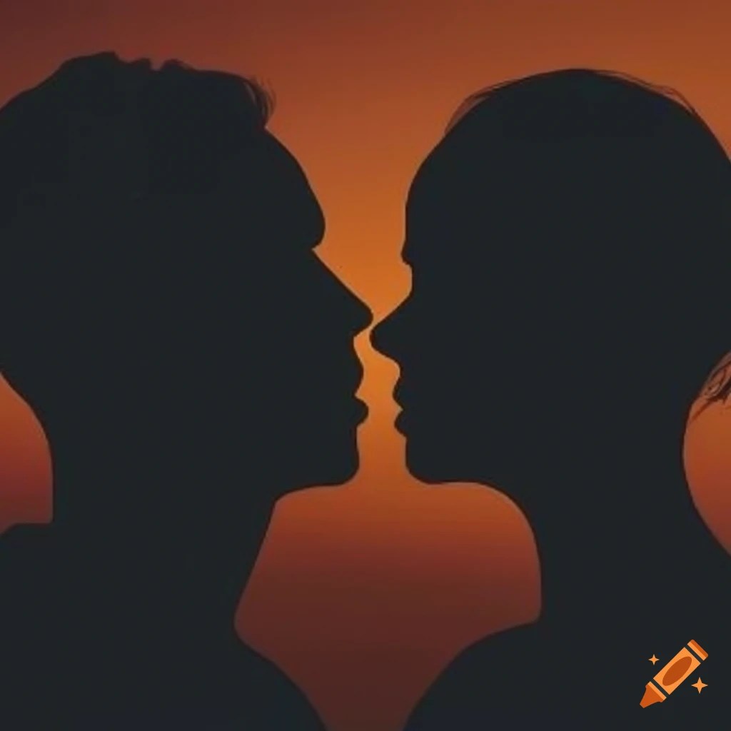 Create an image where you can see a silhouette of the head of a man and