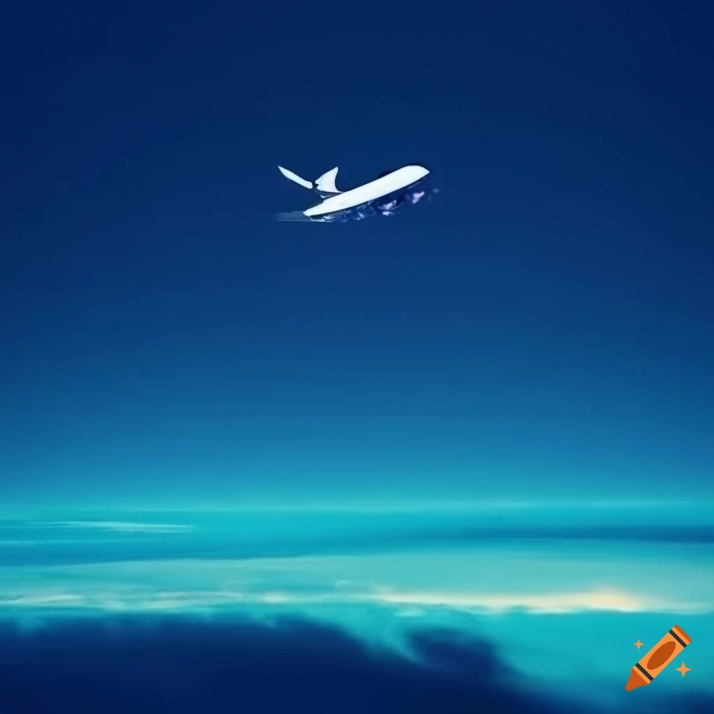 Album cover with an airplane soaring in the sky on Craiyon