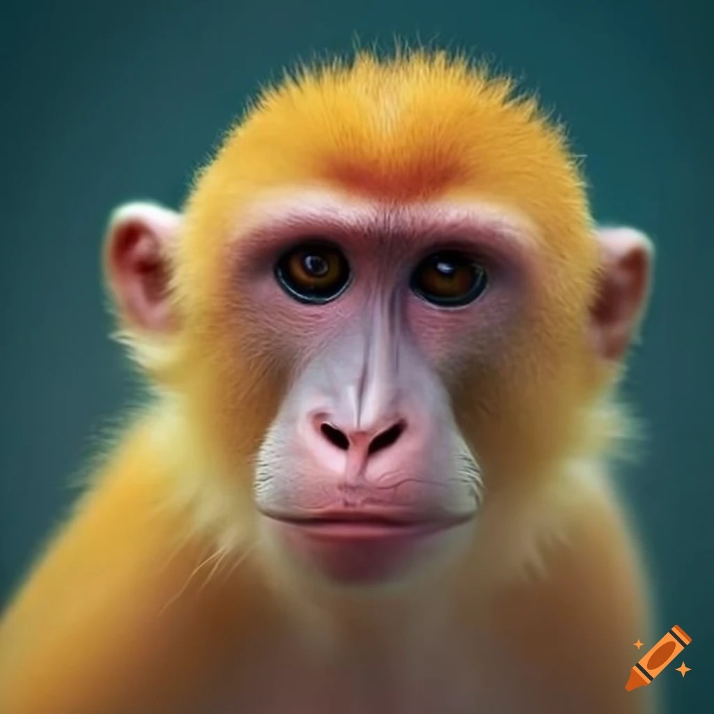 Closeup of a yellow monkey on Craiyon