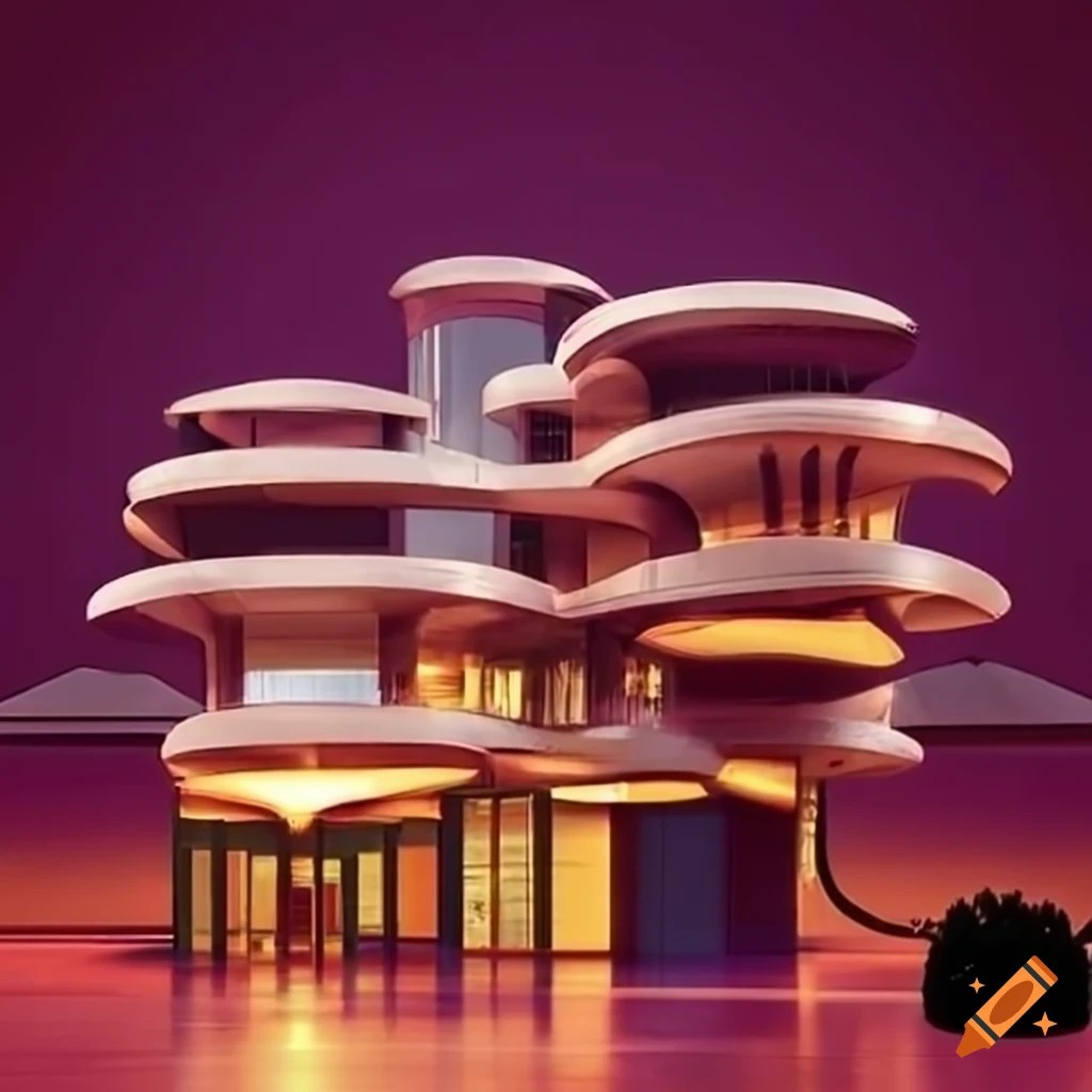 Impressive architecture of a shopping center building on Craiyon