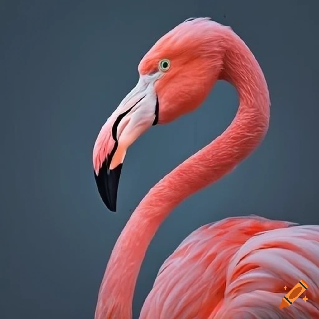 Closeup of a pink flamingo on Craiyon