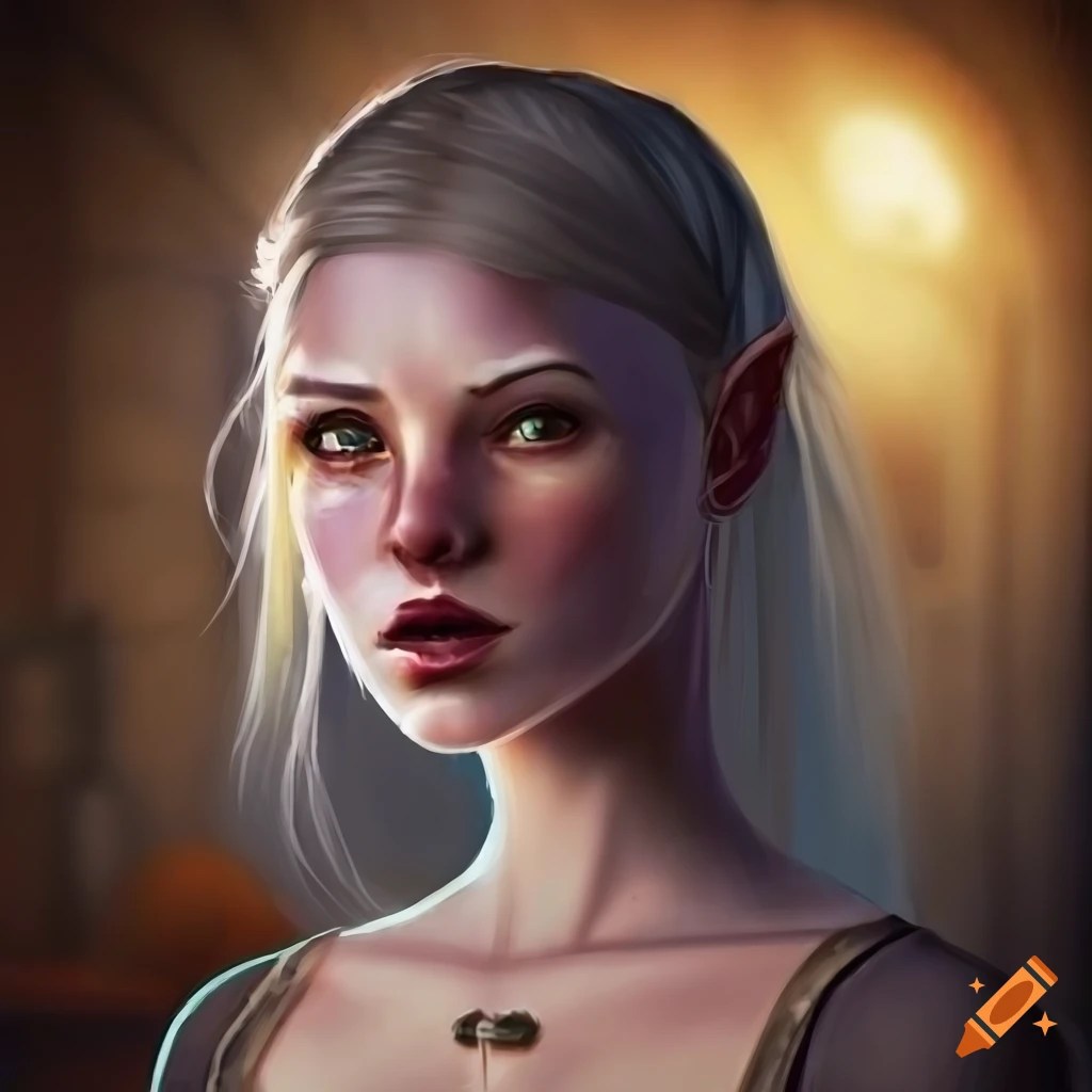 Digital portrait of a fantasy character in a tavern on Craiyon