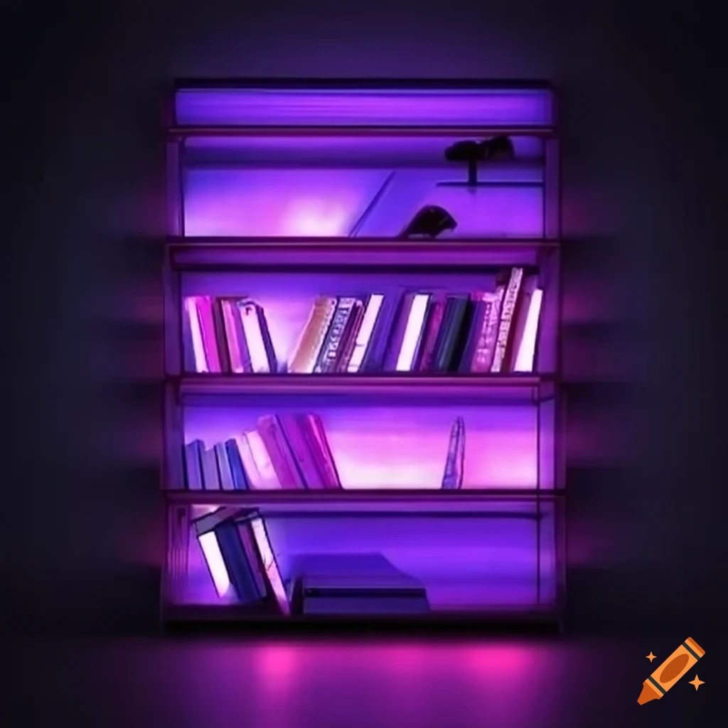 Glowing books on a bookshelf