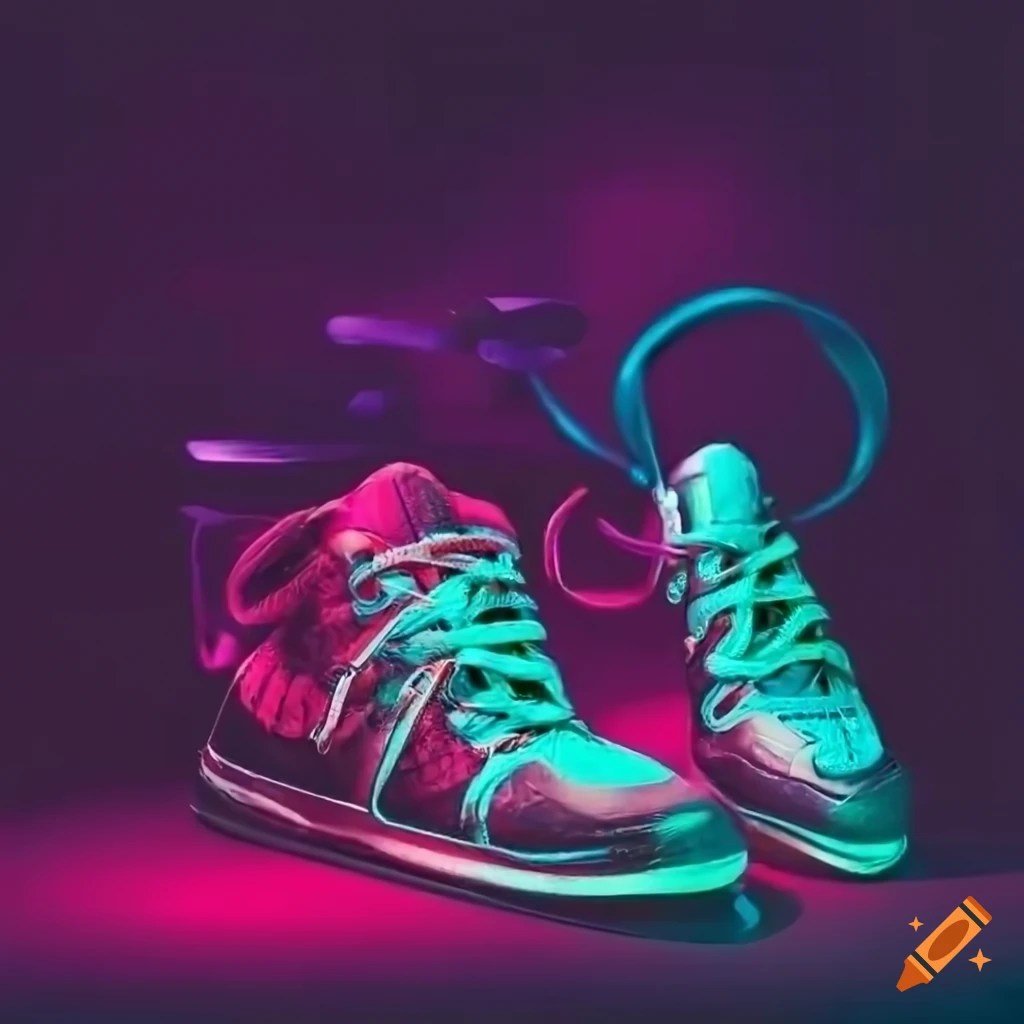 Neon rock concert with microphone and rock shoes on Craiyon