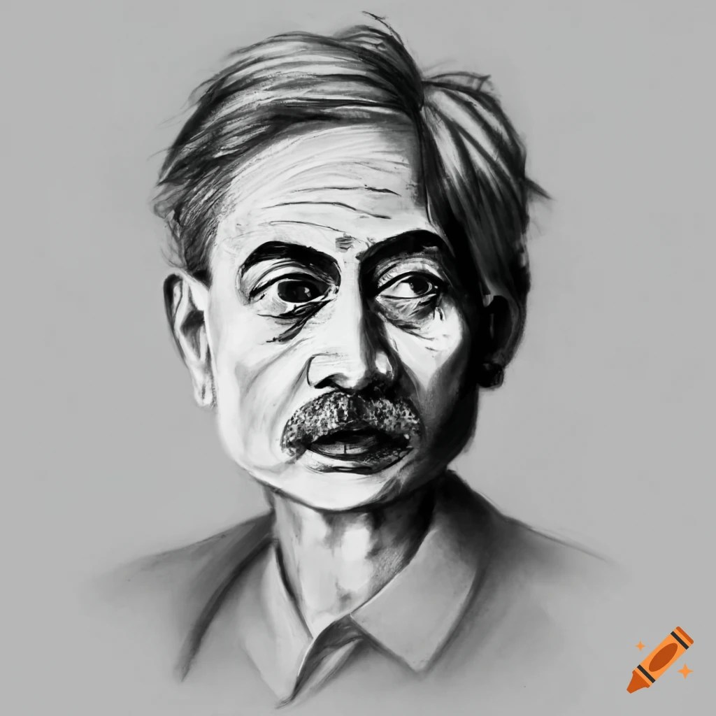 Black and white portrait of premchand