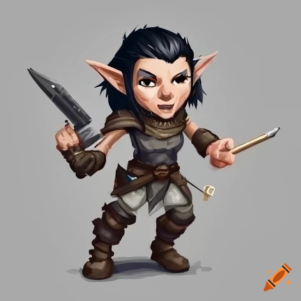 Illustration of a young rogue gnome in dungeons and dragons style on