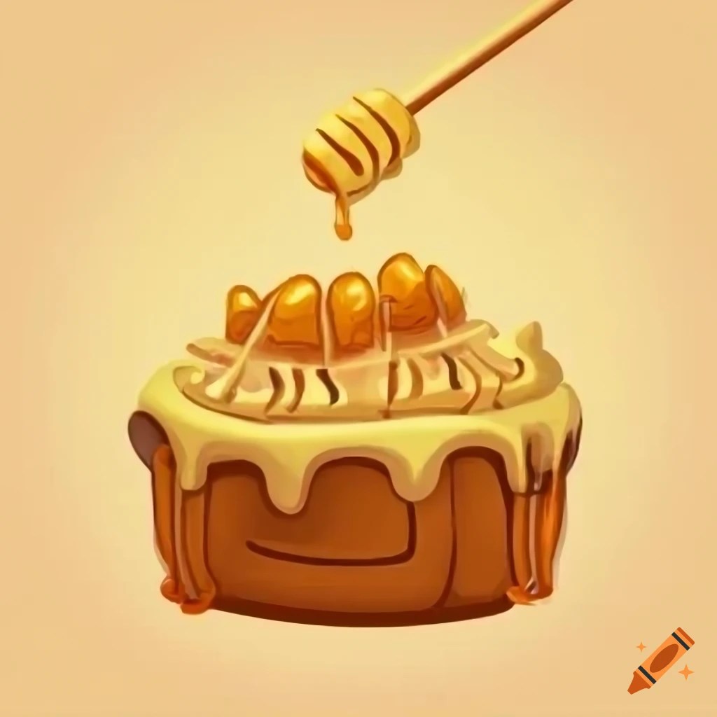 Cartoon image of a friendly honey cake