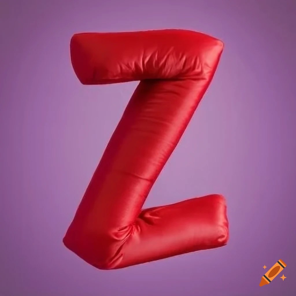 Red down padded letter z pillow with folds on Craiyon