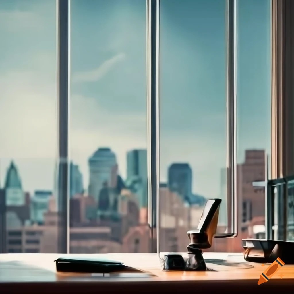View from a corporate office window overlooking the boston skyline on