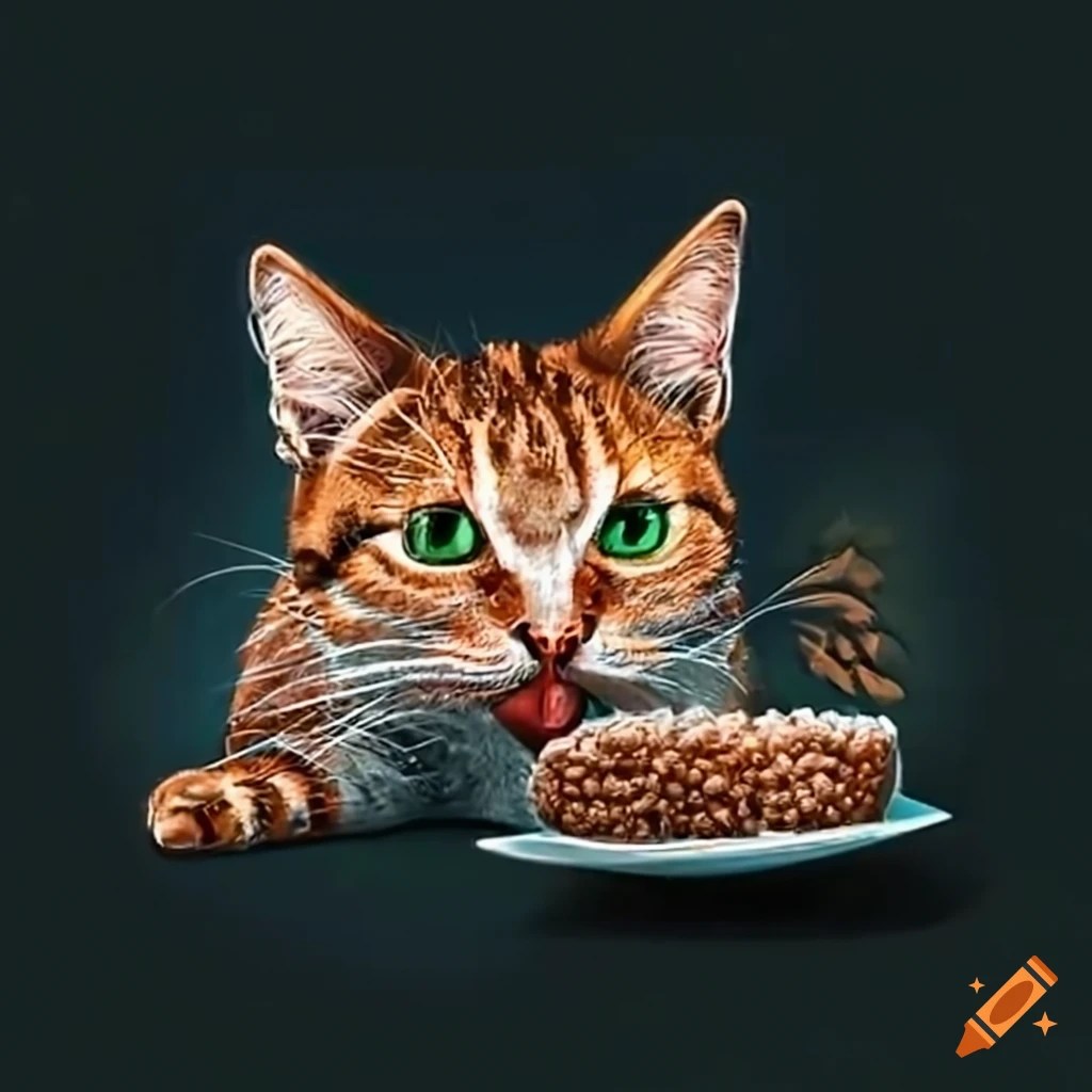 Cat eating rice on Craiyon