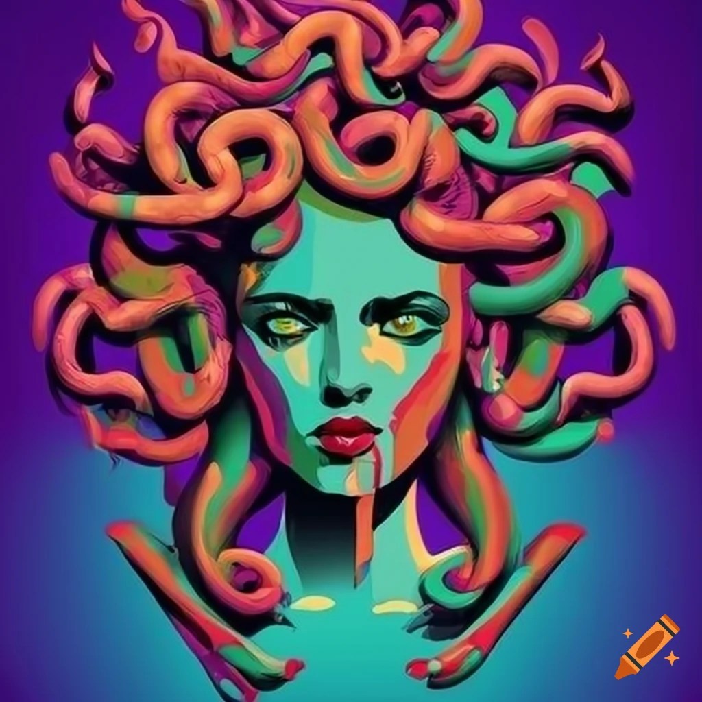 Abstract medusa head in pop art style on Craiyon