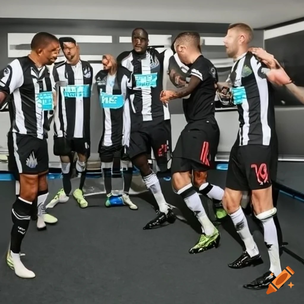Celebration in the newcastle united dressing room on Craiyon