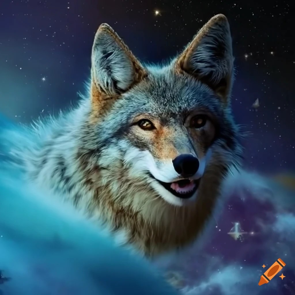 Hd image of a coyote in space on Craiyon