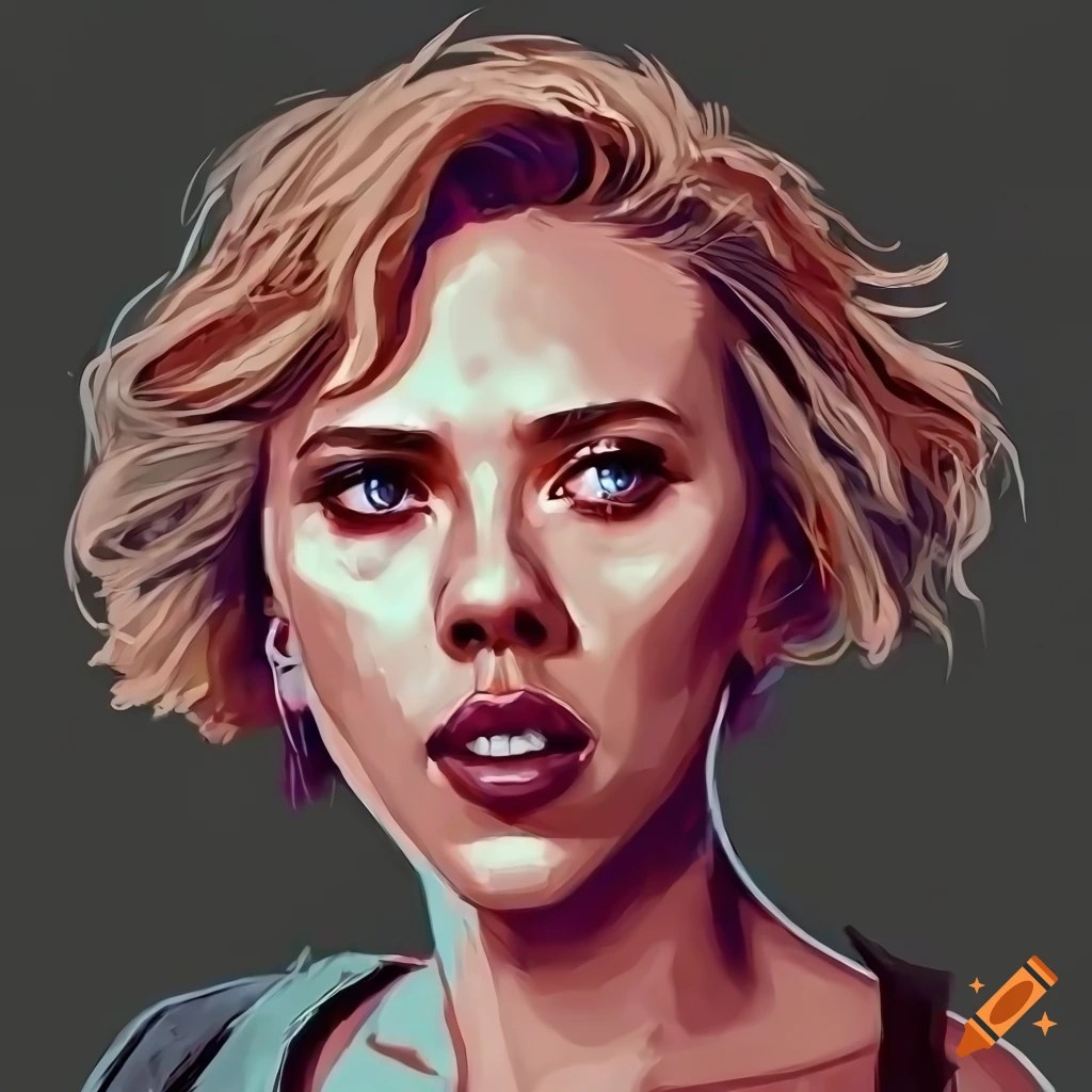 Digital art of scarlett johansson with a zombie theme