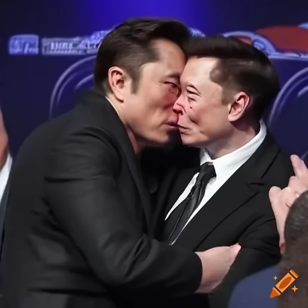 Elon musk and kiss performing at the super bowl halftime on Craiyon
