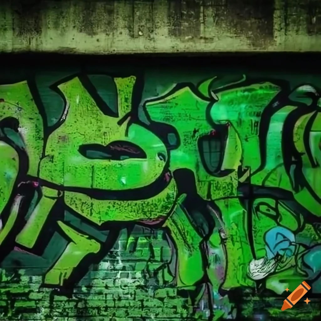 Graffiti of n.b. in a green urban environment on Craiyon