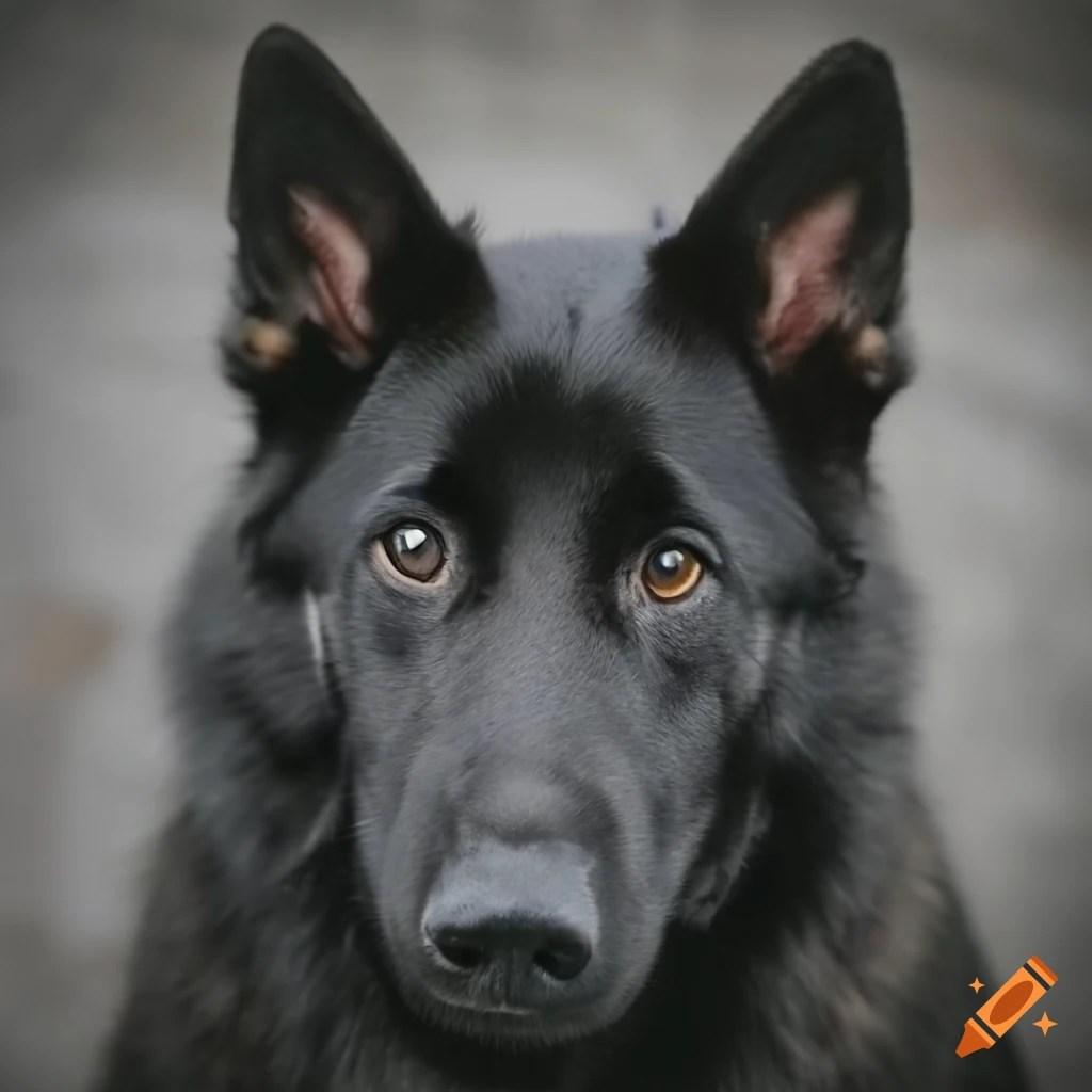 Closeup of a black german shepherd's eyes on Craiyon