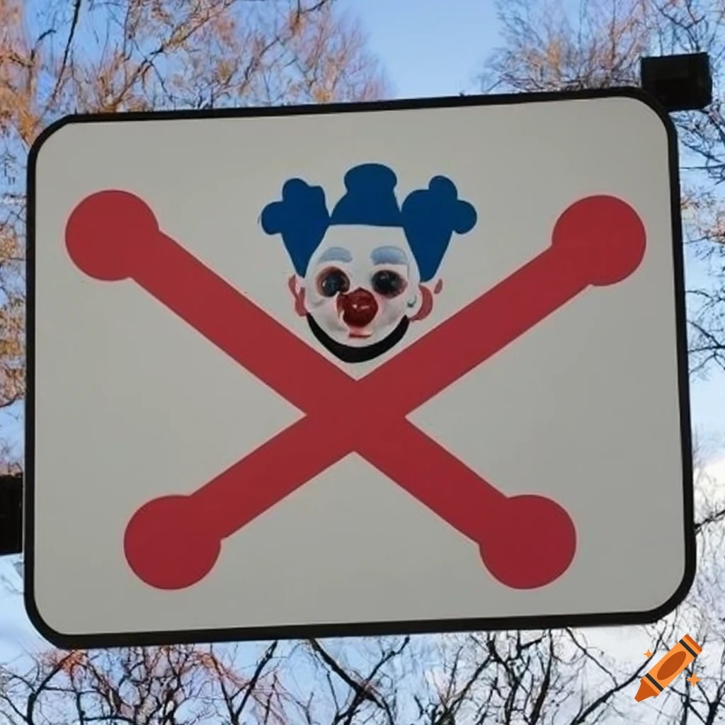 Sign indicating no entry for clowns on Craiyon