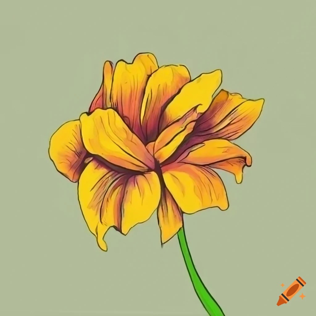 Handmade yellow flower drawings