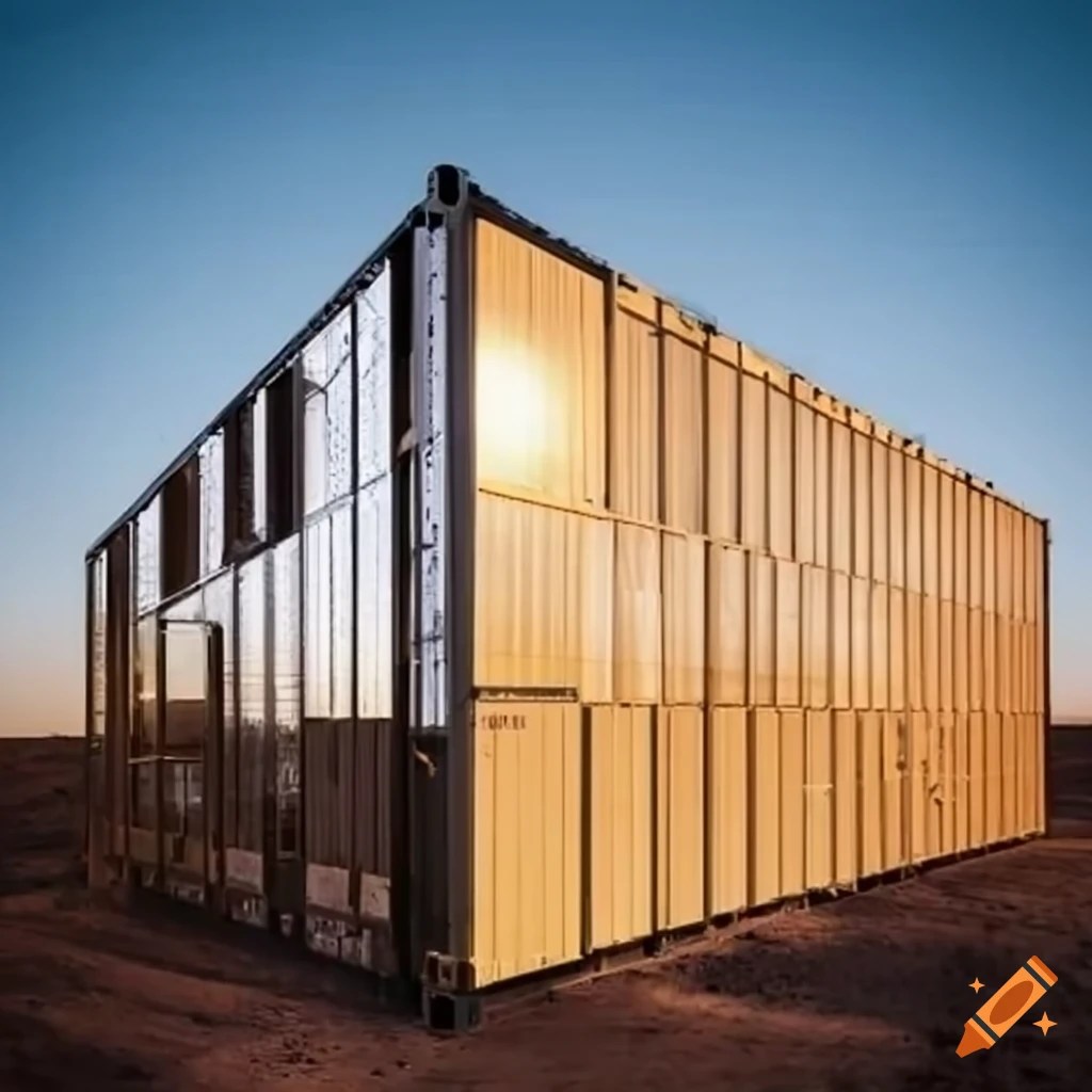 Sustainable shipping container building in the arizona desert