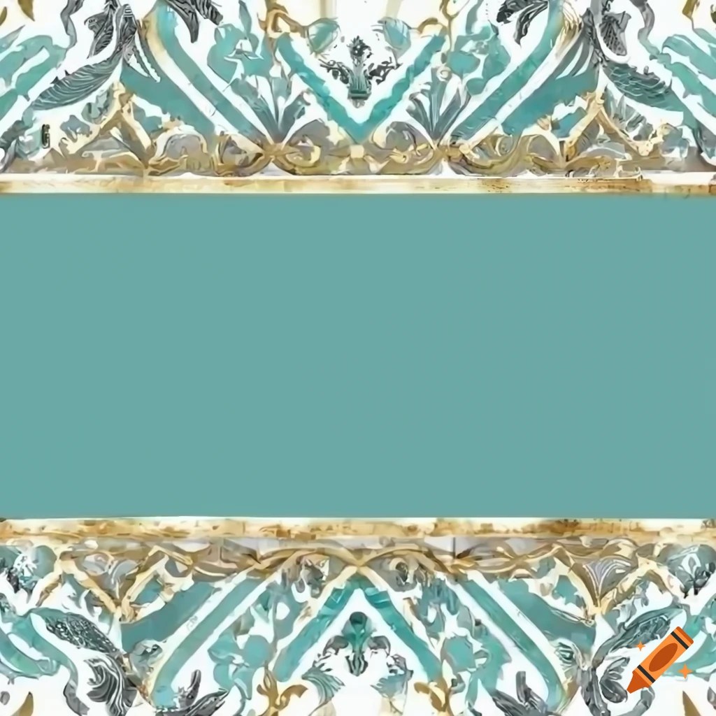 Gold and turquoise ornament on a white background on Craiyon