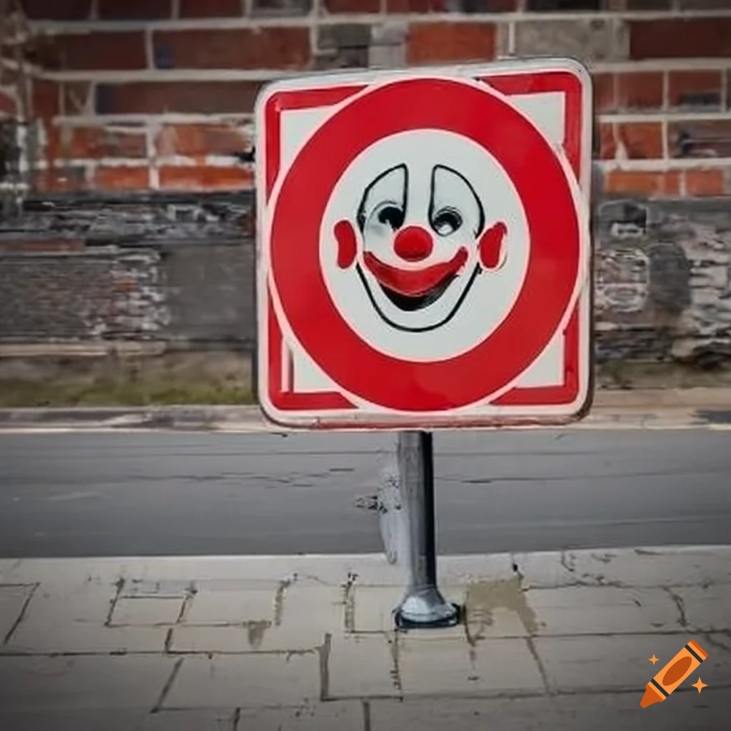 No clown sign on a street on Craiyon