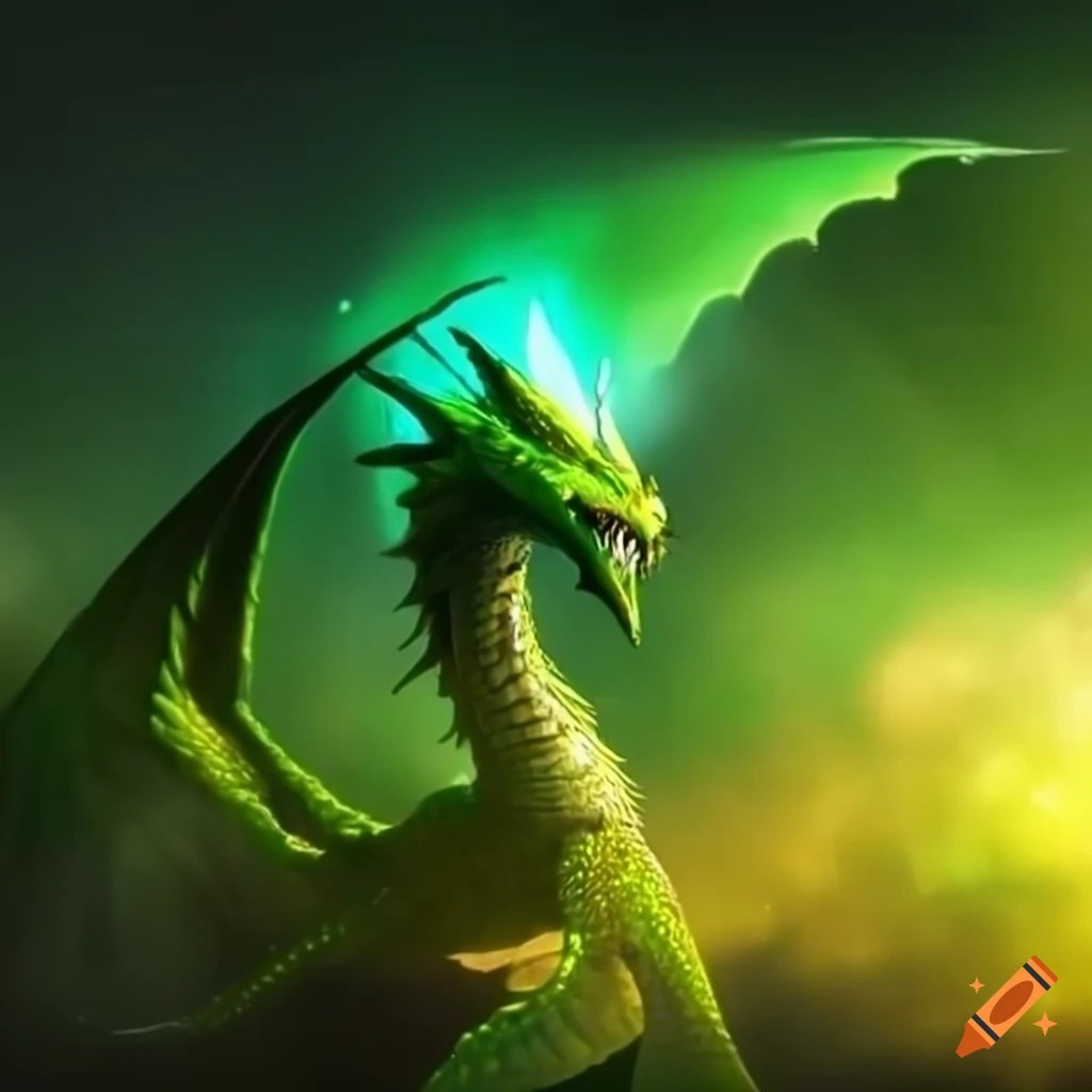 Majestic green dragon in a cosmic galaxy on Craiyon