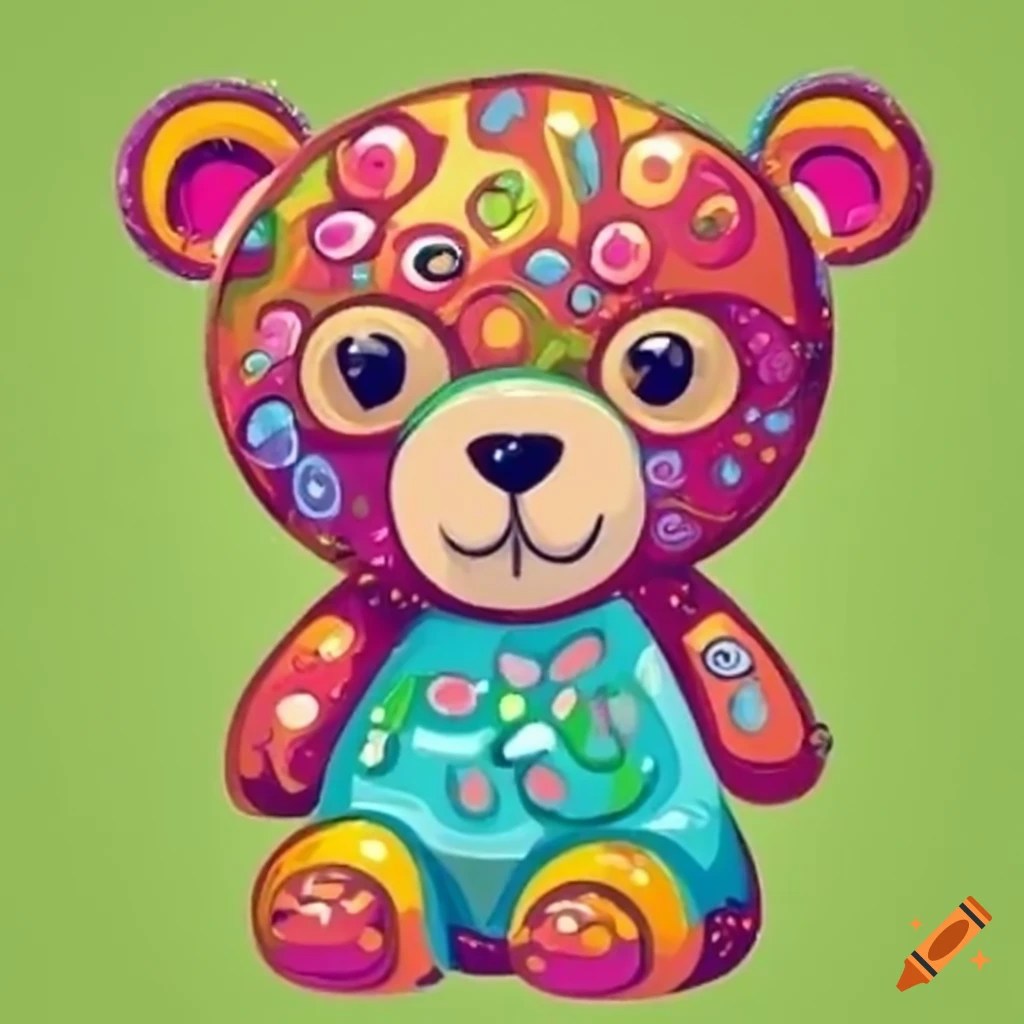 Colorful painting of a cute teddy bear on Craiyon