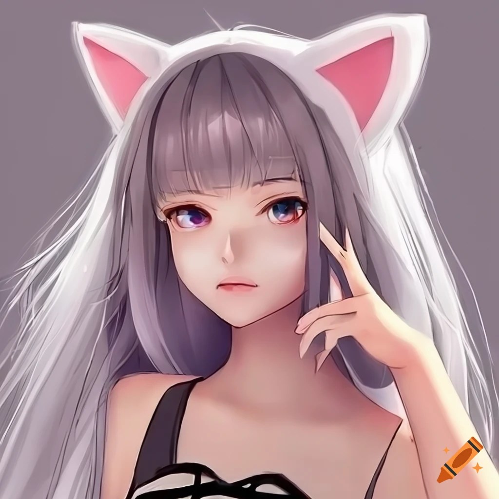 Anime girl with cat ears on Craiyon