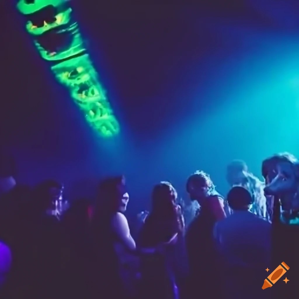 Dark blue underground music rave party on Craiyon