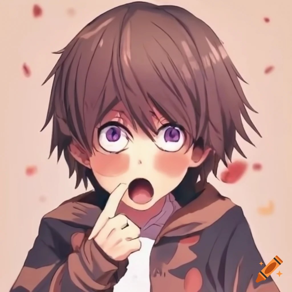 Anime kid blushing and looking shocked