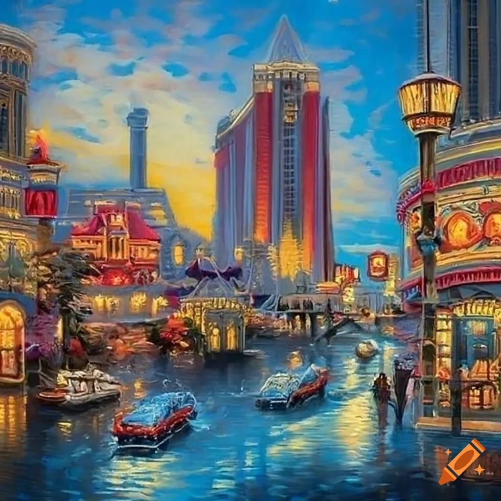 Oil painting of las vegas strip at night on Craiyon