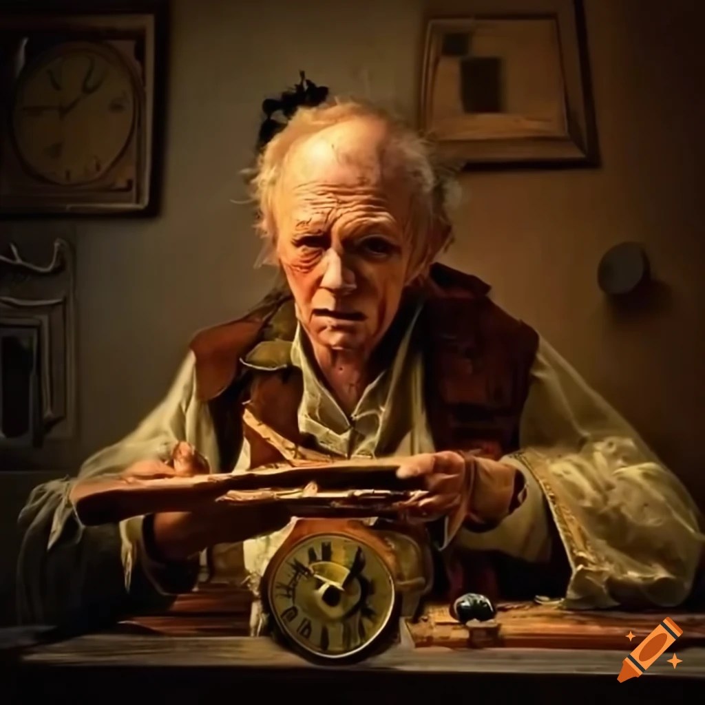 Image of a clock repair shop in an old town on Craiyon