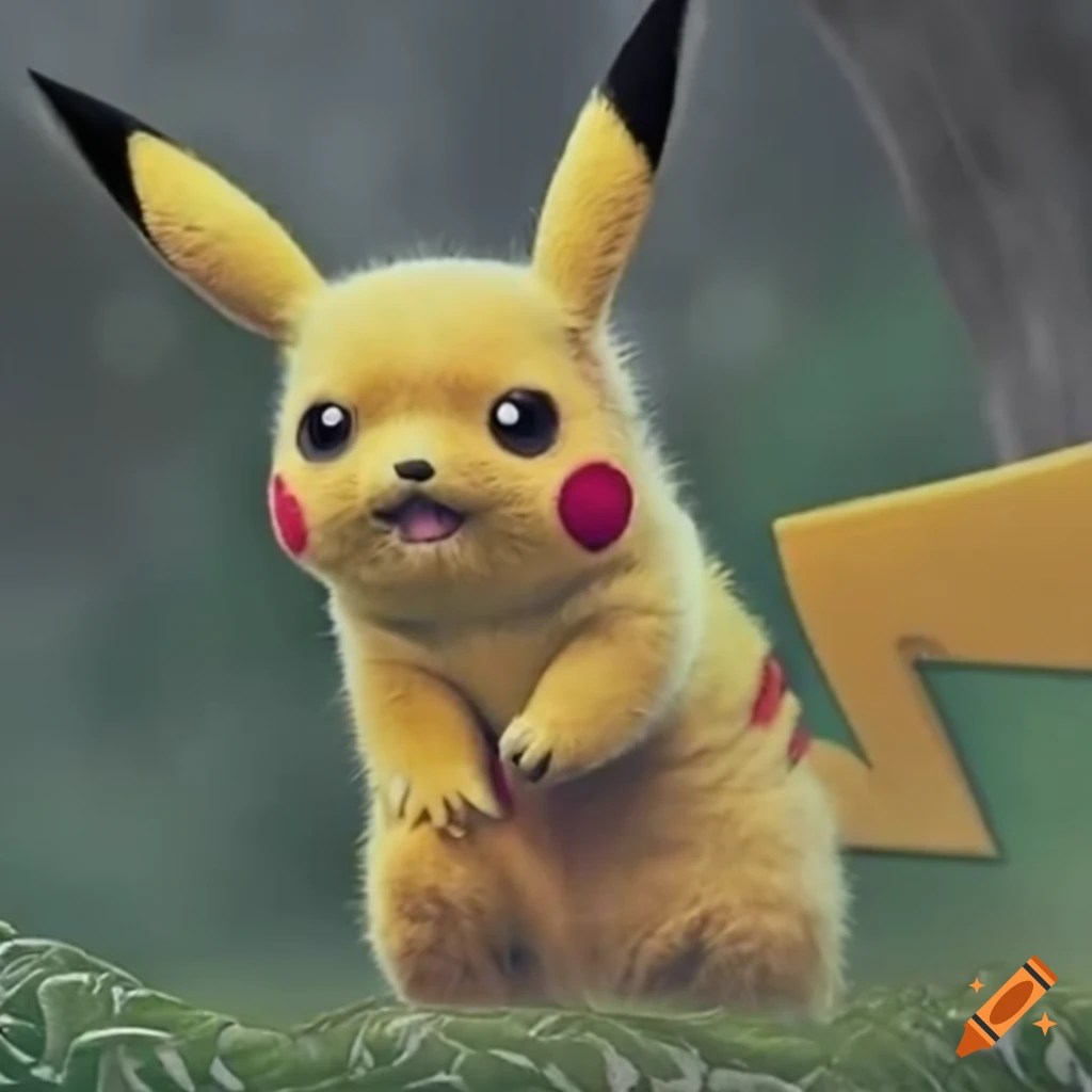 Realistic depiction of Pikachu on Craiyon