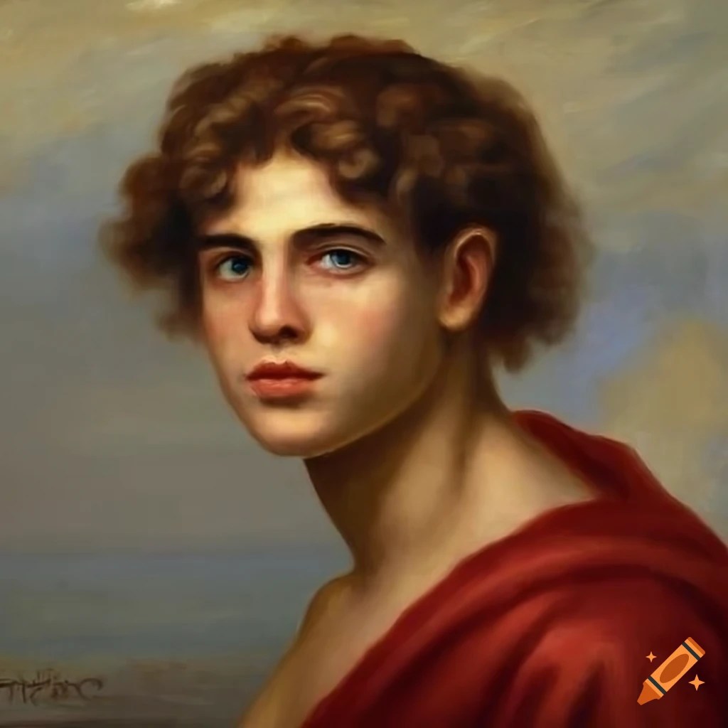 Detailed painting of the greek god of beauty