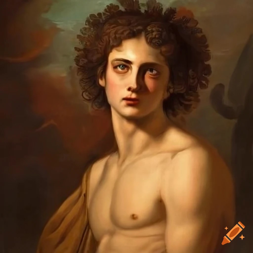 Detailed greek painting of the male god of beauty on Craiyon