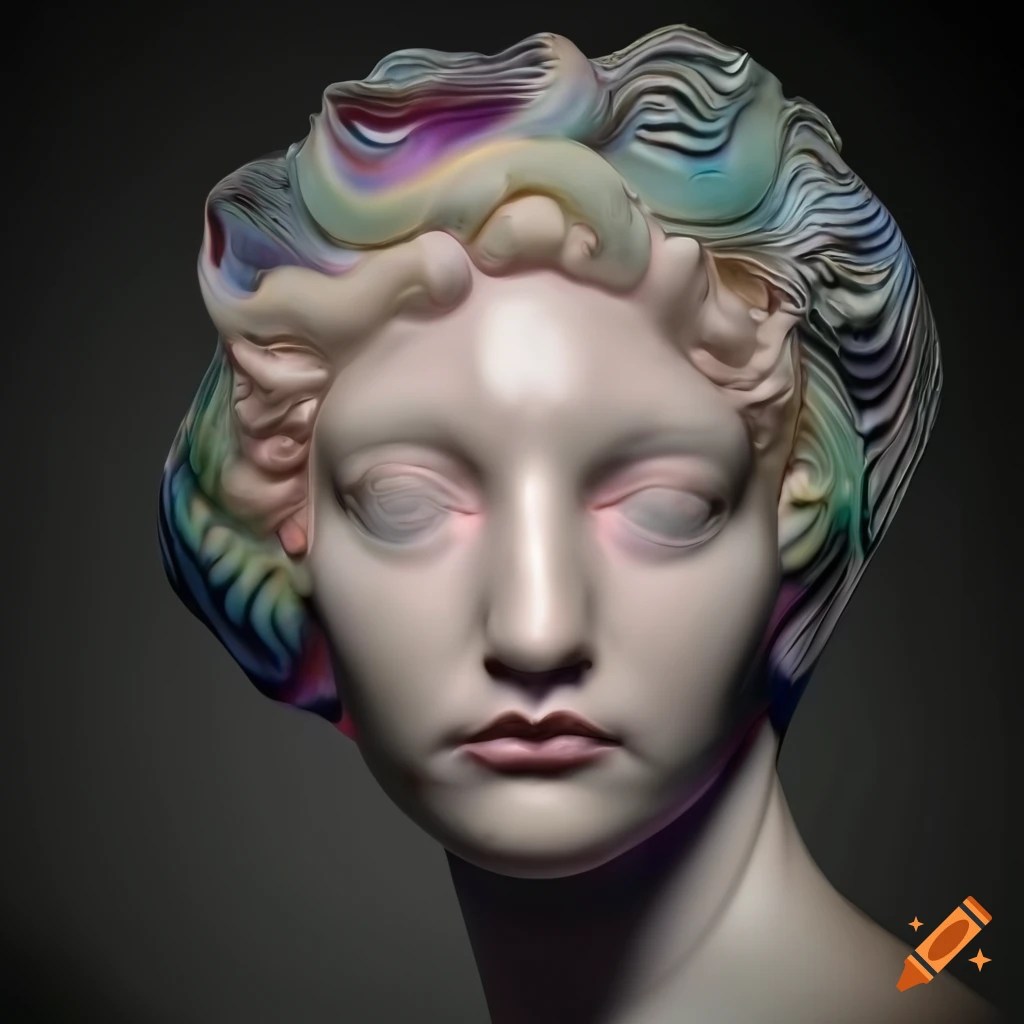 Intricate and vibrant sculpture made of marble