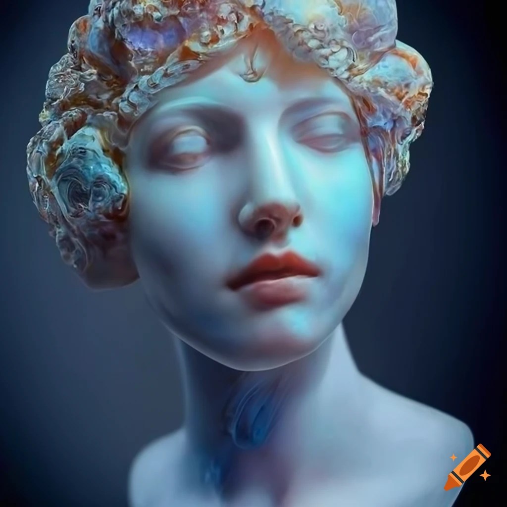 Abstract sculpture made of veined marble on Craiyon