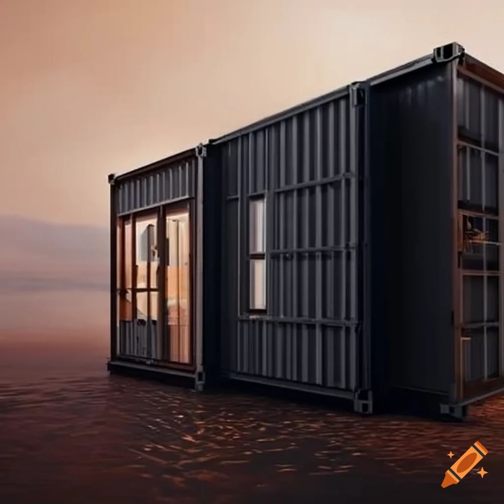 Design of a shipping container house on Craiyon