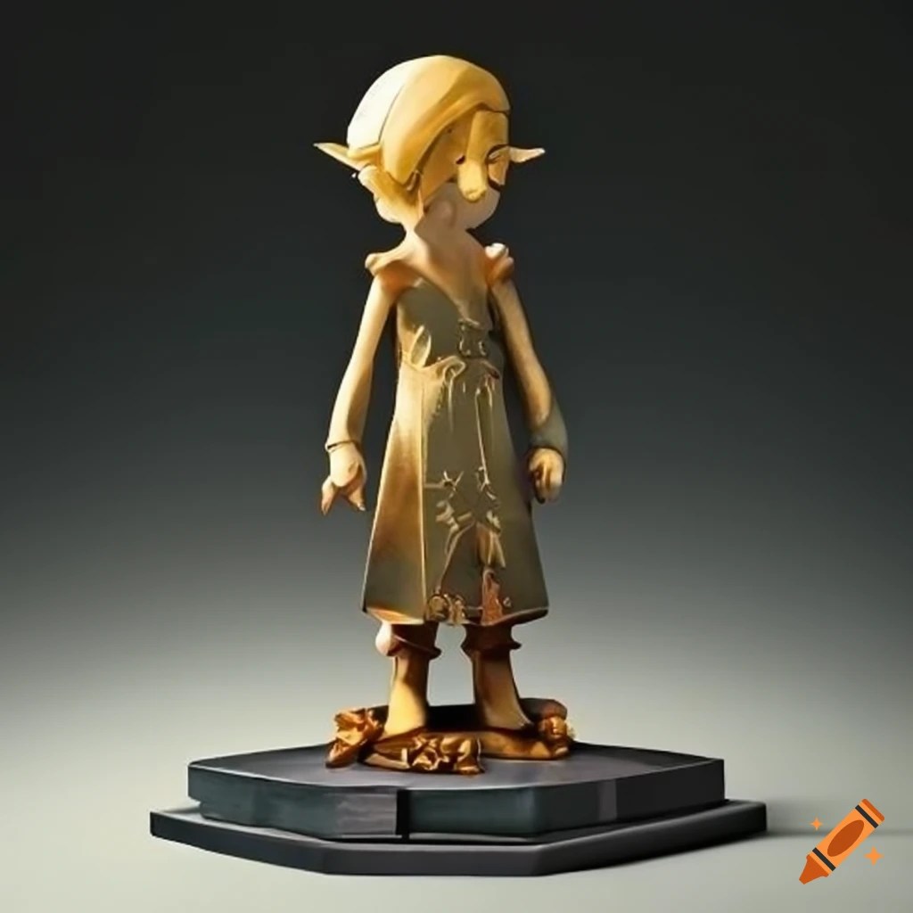 Metal sculpture of a zelda game character