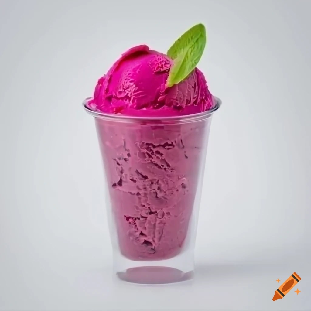 Pitaya ice cream in a transparent cup