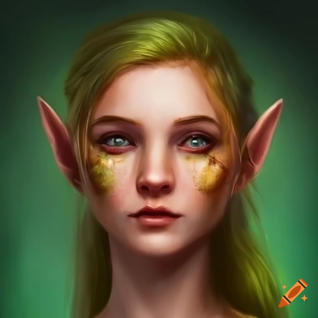 Ethereal elf with mesmerizing greengrey eyes on Craiyon