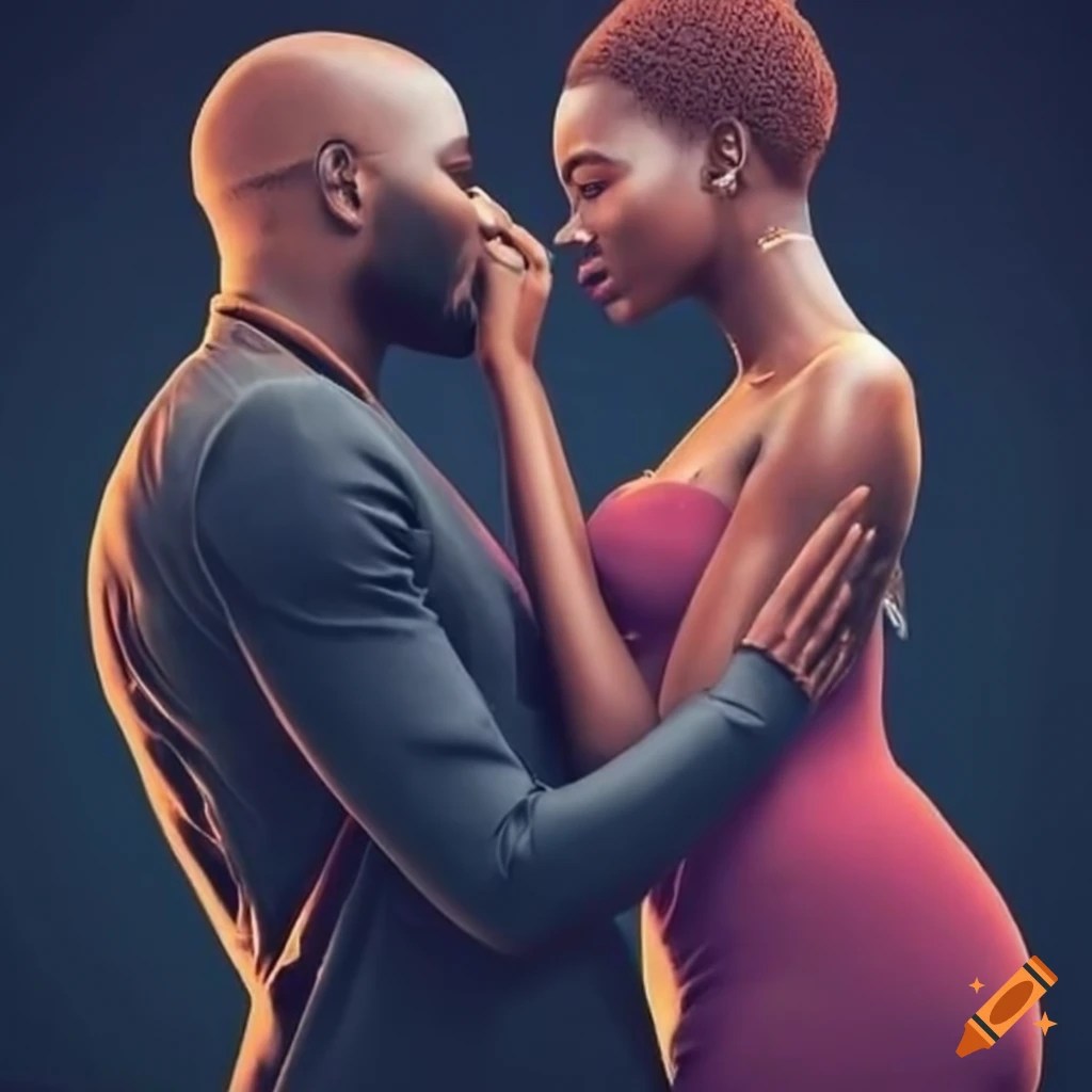 Image of a black couple showing affection on Craiyon