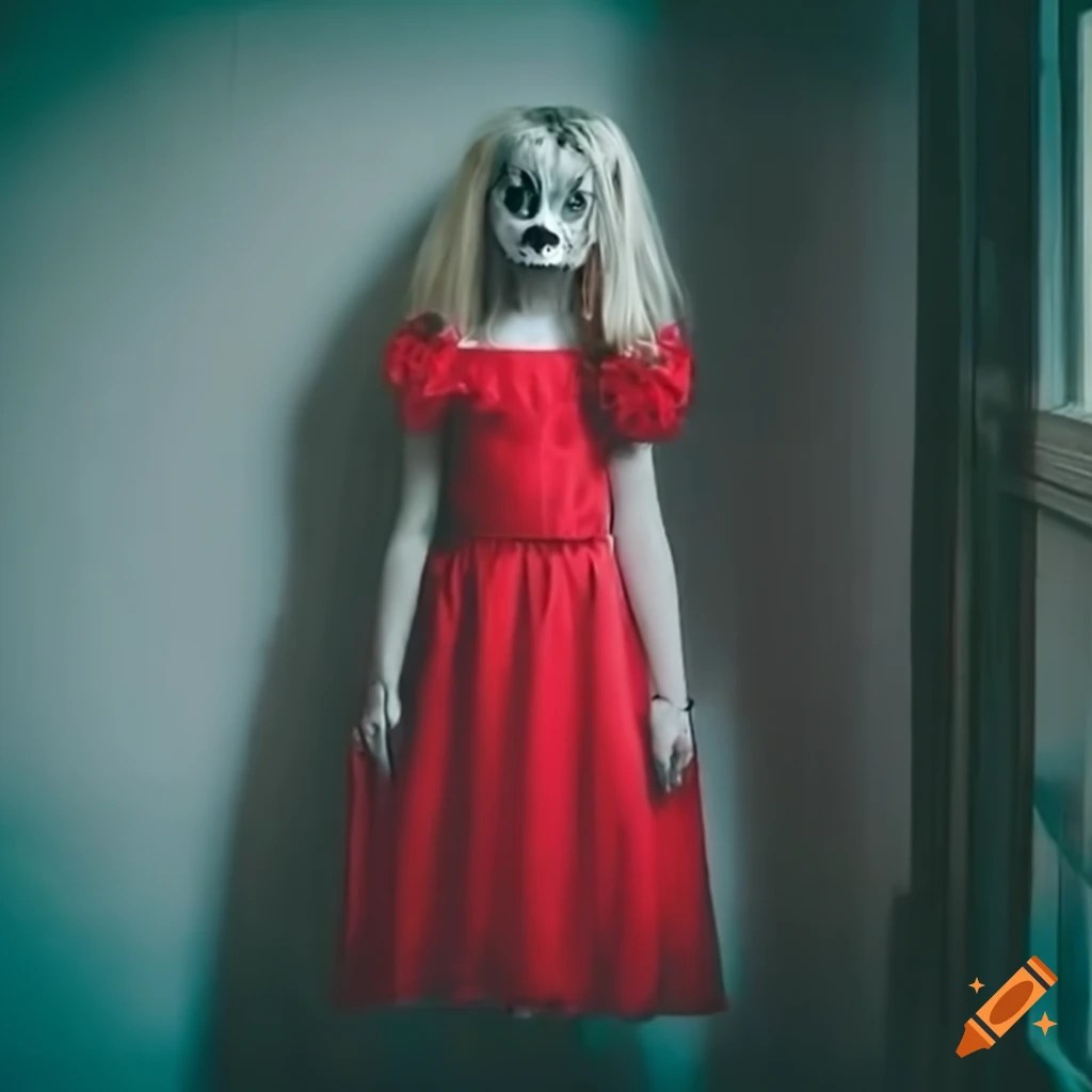 Creepy ghost girl in a red dress