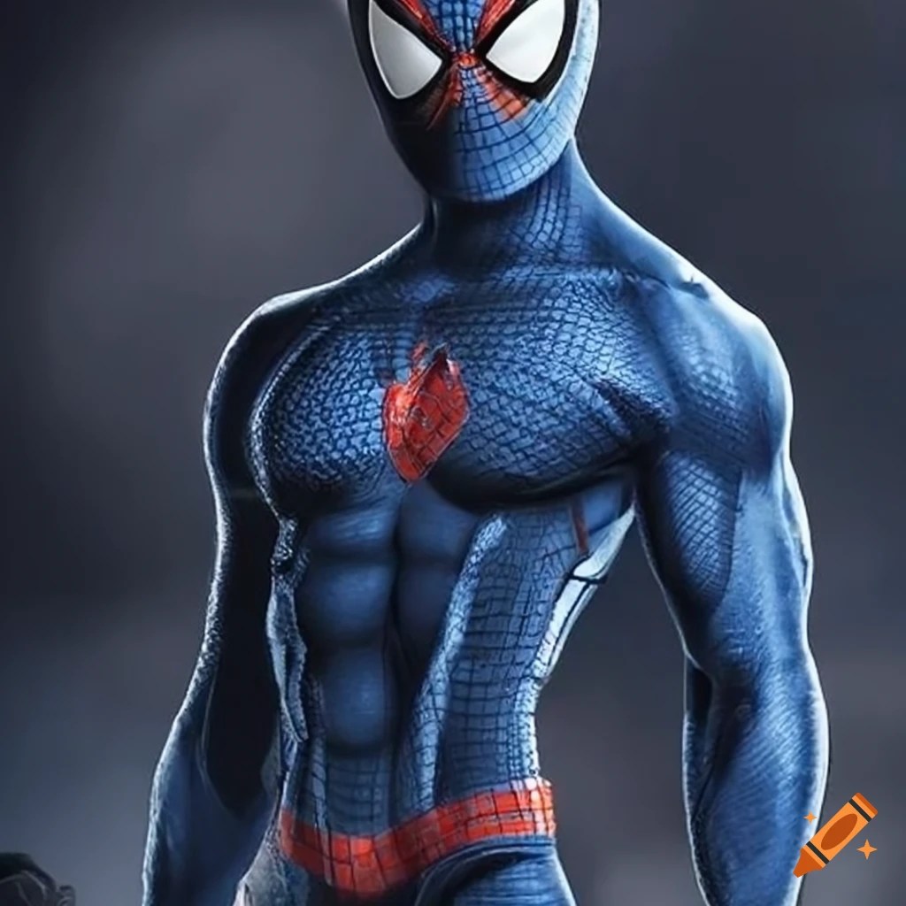 Navy blue spiderman character on Craiyon