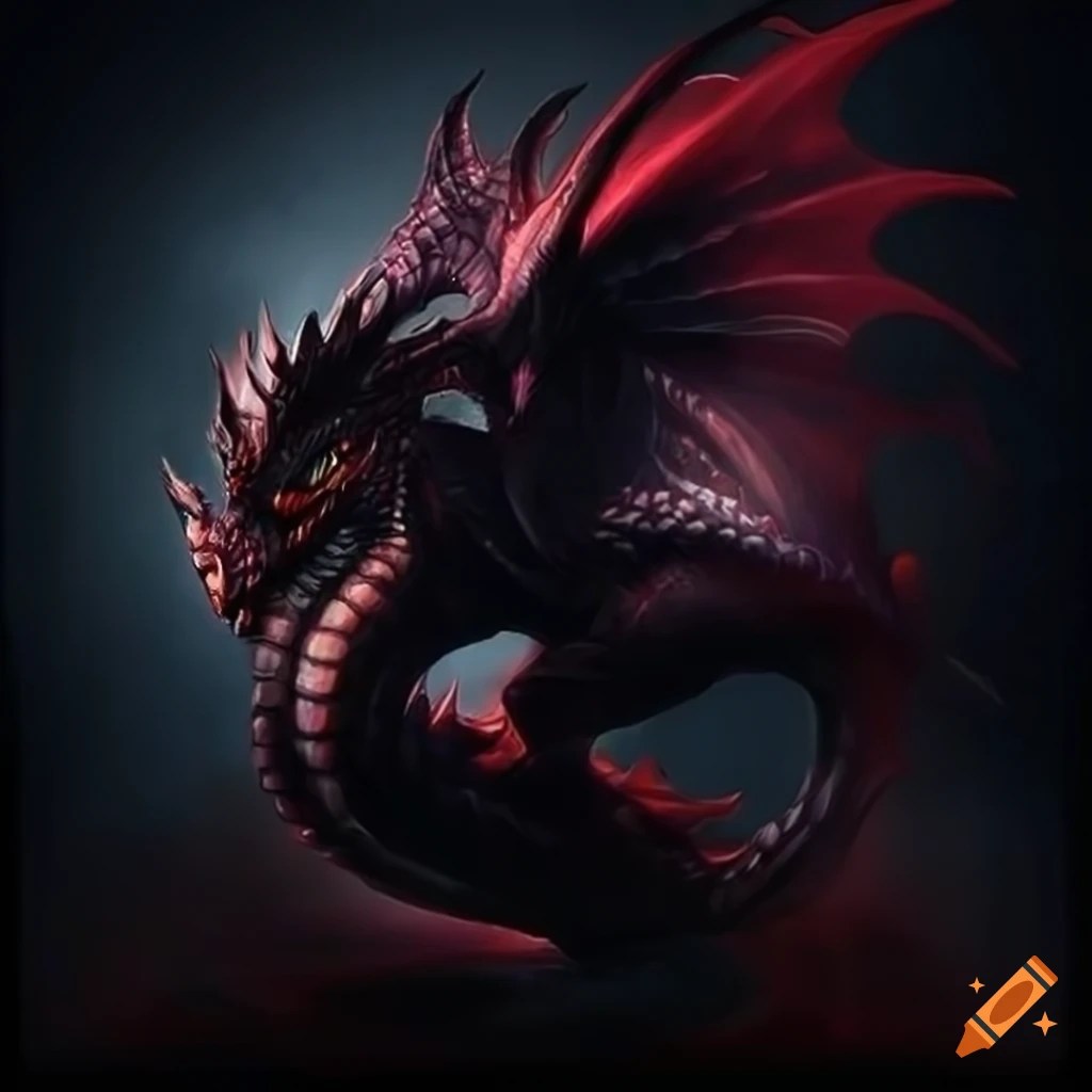 Black gaming dragon illustration on Craiyon
